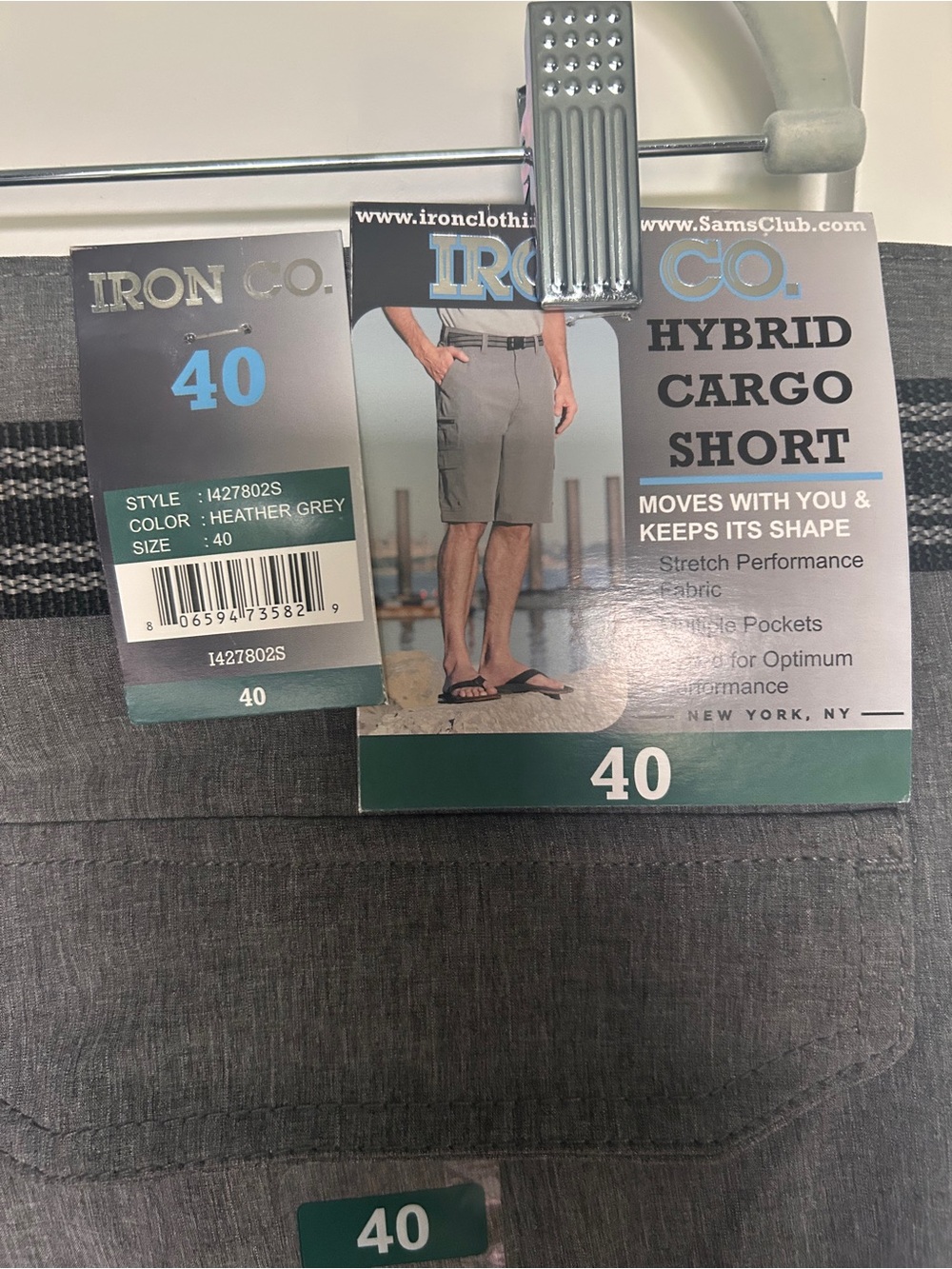 Iron Co. Men’s Hybrid Cargo Shorts in Heather Grey